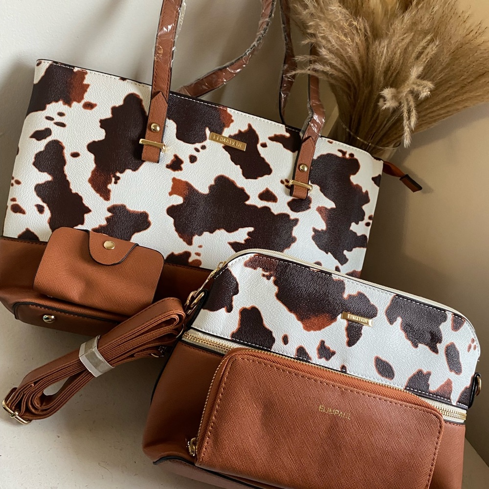 New Bag pouch sling wallet 4 in 1 brown fashion women hobo bag animal print